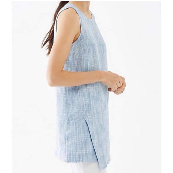 J.Jill ~Pure Jill Linen Wrap Tunic Blue ~Agate/White ~ size LARGE - Picture 2 of 13